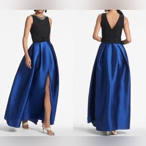 Sachin + Babi Black Top Blue Skirt Maxi Dress